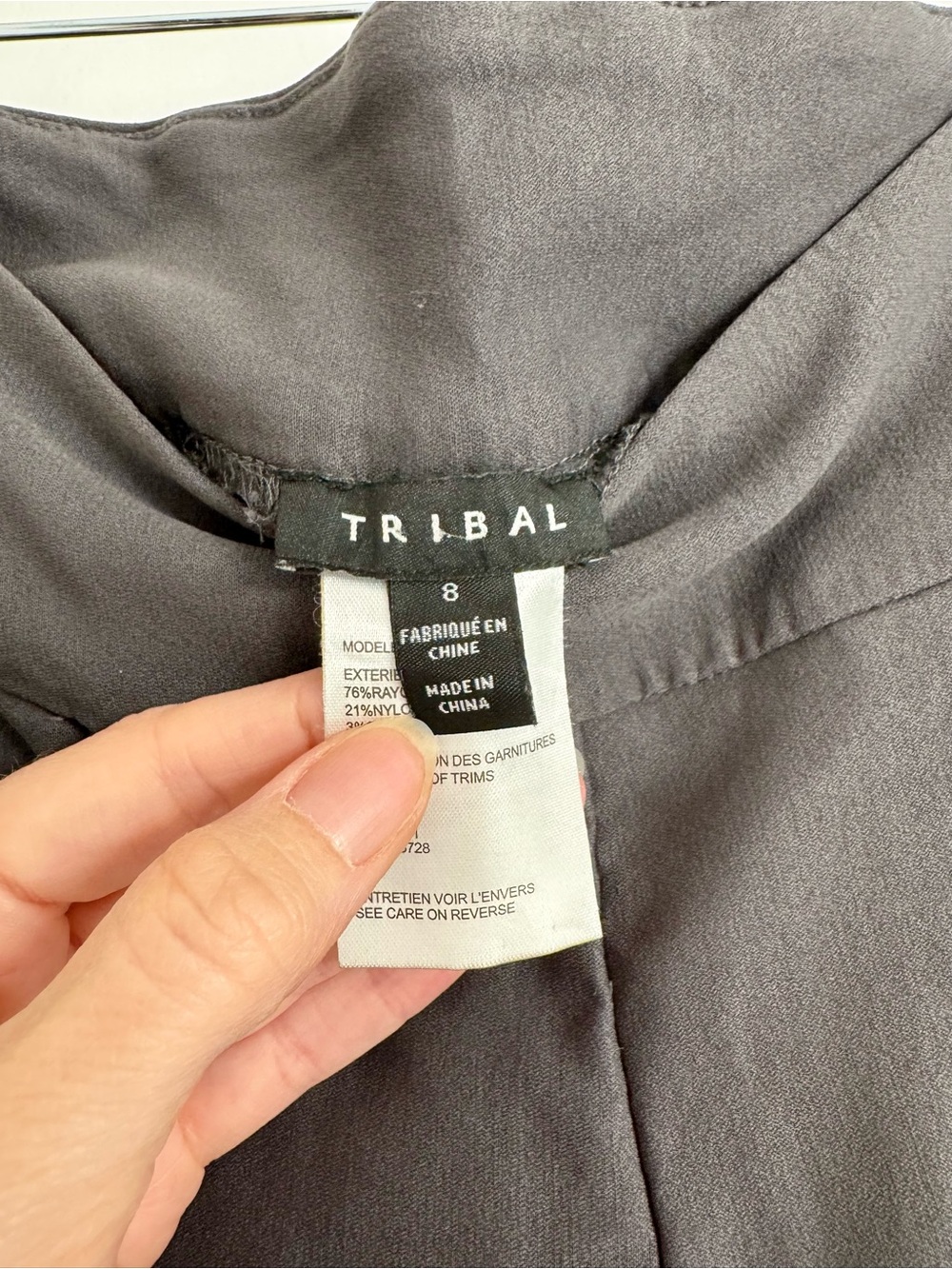 Tribal "Flatten It" Pull-On Slim Stretch Ankle Pants Charcoal Gray - Size 8 - Picture 6 of 12